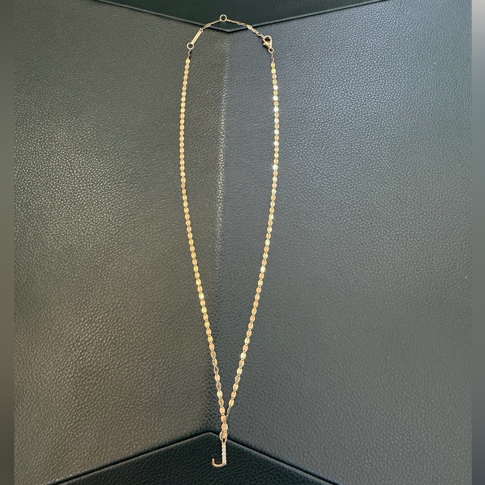 Lana diamond initial J pendant necklace in 14kt gold; worn once